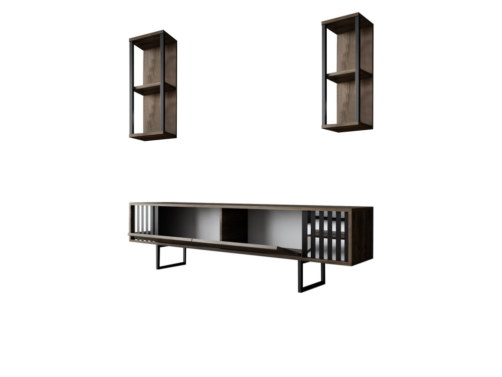 Soporte de TV de madera "Chrome Line" - 180 x 30 x 48 cm - NogalNegro