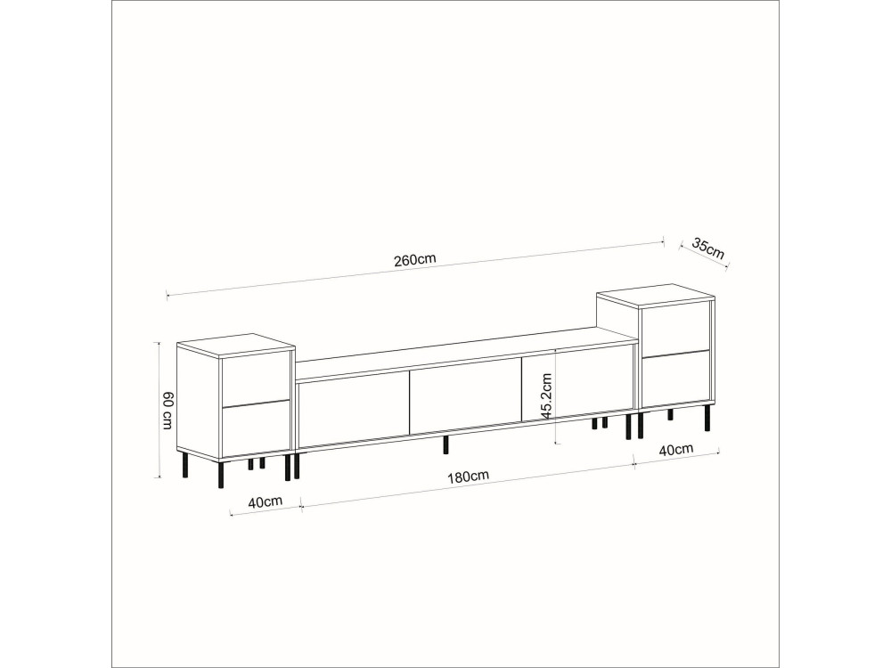 Soporte de TV de madera "Imaj" - 260 x 35 x 60 cm - TravertinOr