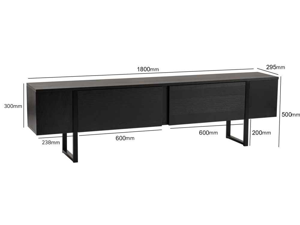 Soporte de TV de madera "Serenity" - 180 x 29 x 50 cm - Negro