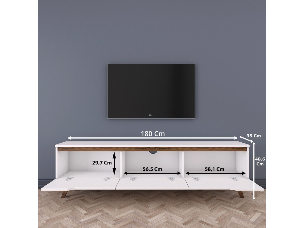 Soporte de TV de madera "Digi" - 180 x 35 x 48 cm - Marrón
