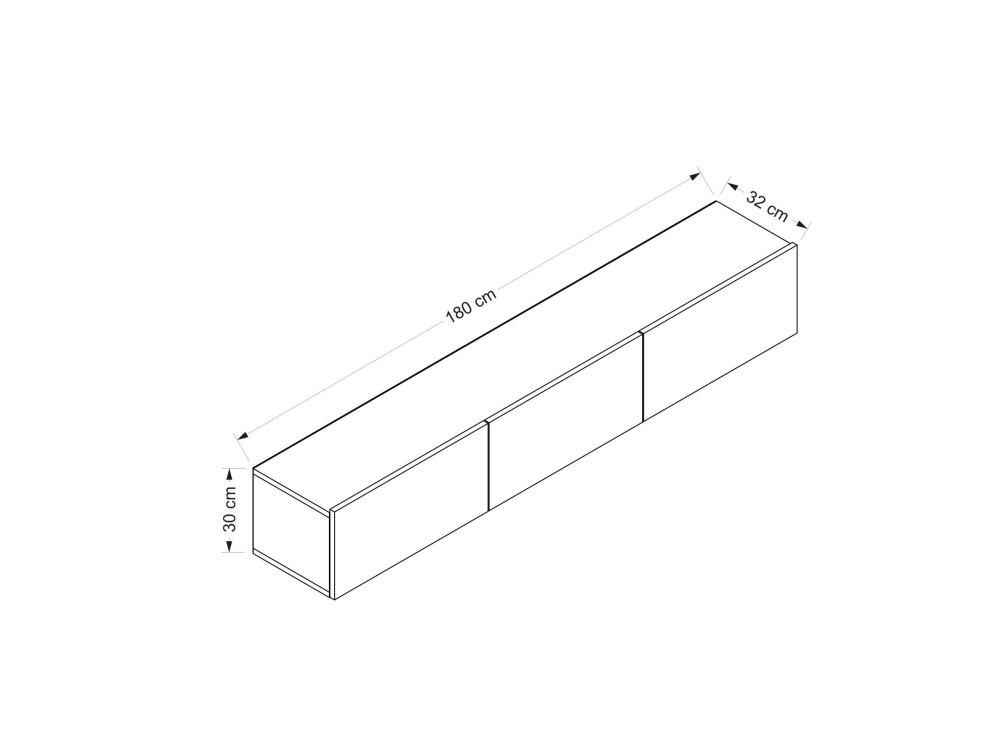 Mueble TV suspendido de madera "Rigel" - 180 x 32 x 30 cm - Blanco