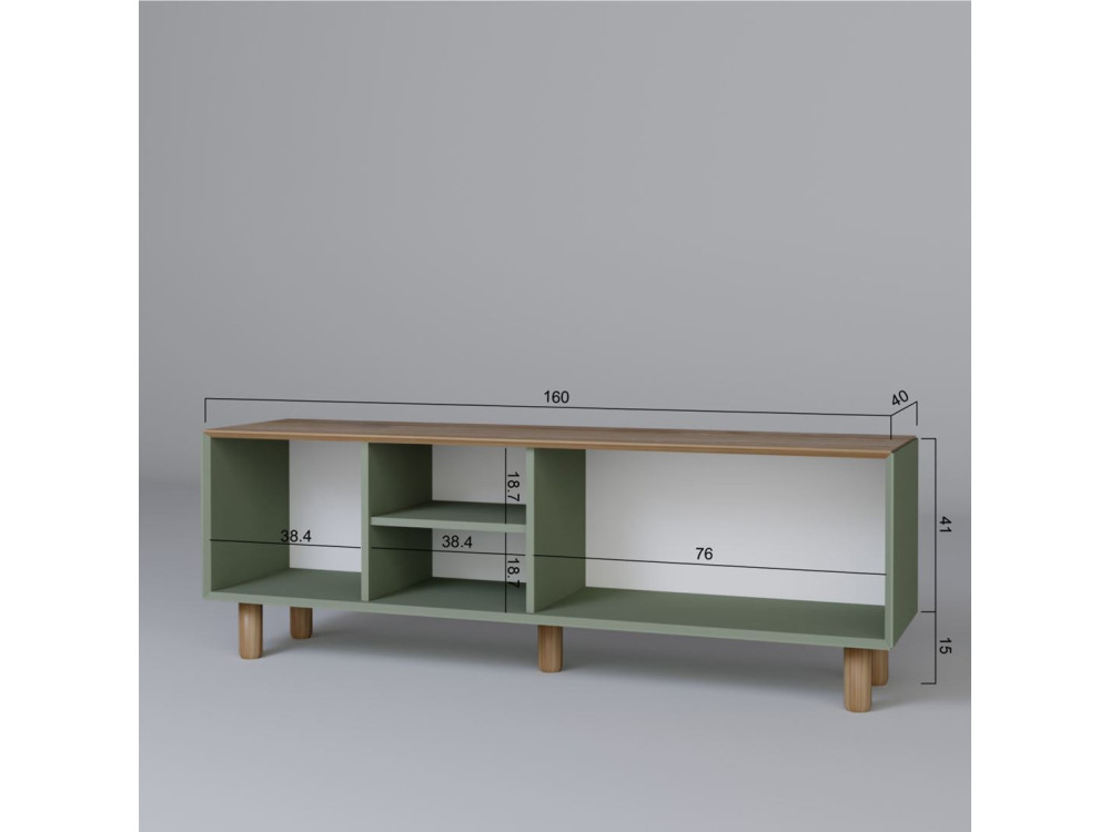Mia" soporte de TV de madera - 160 x 40 x 56 cm - Verde