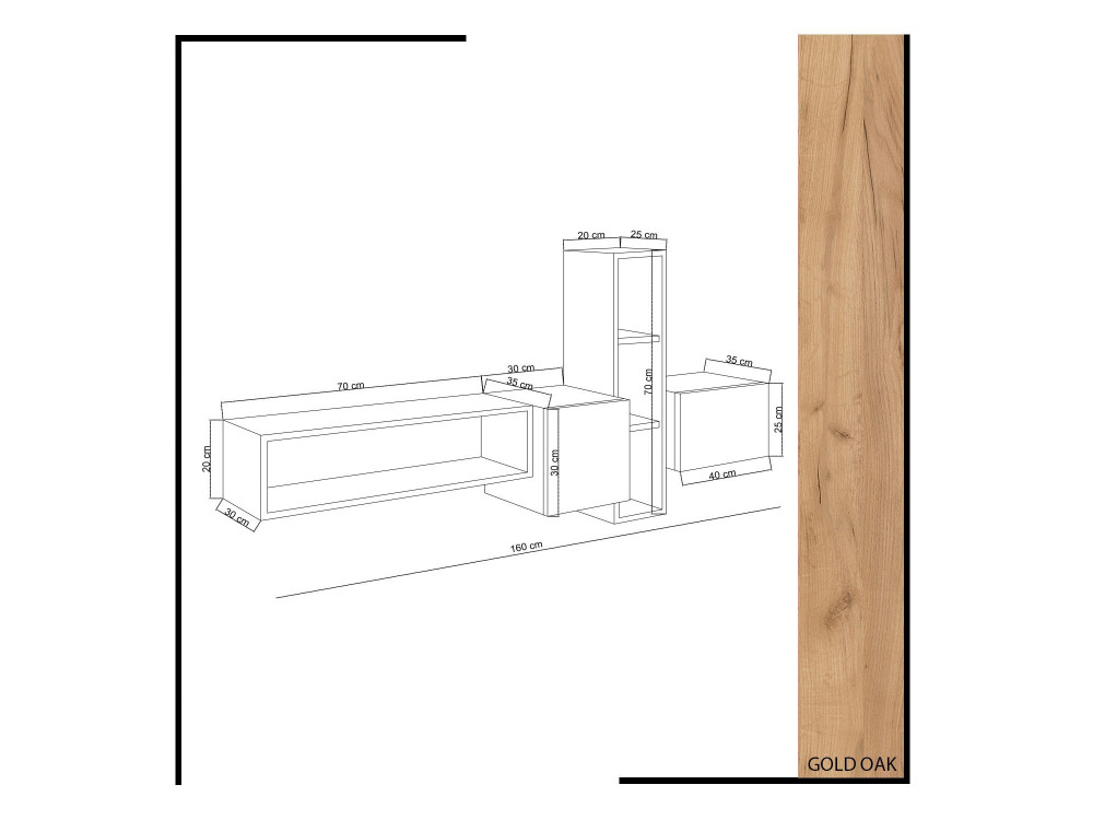 Soporte de TV de madera "Kumkuat" - 160 x 35 x 70 cm - Marrón