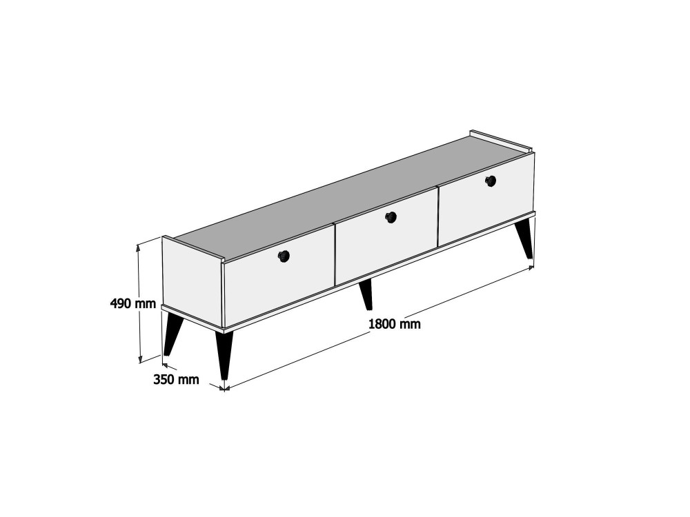 Soporte de TV de madera "Lidya" - 180 x 35 x 49 cm - Marrón