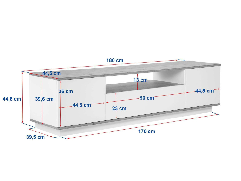 Soporte de TV de madera "Veramont" - 180 x 44 x 44 cm - Crema