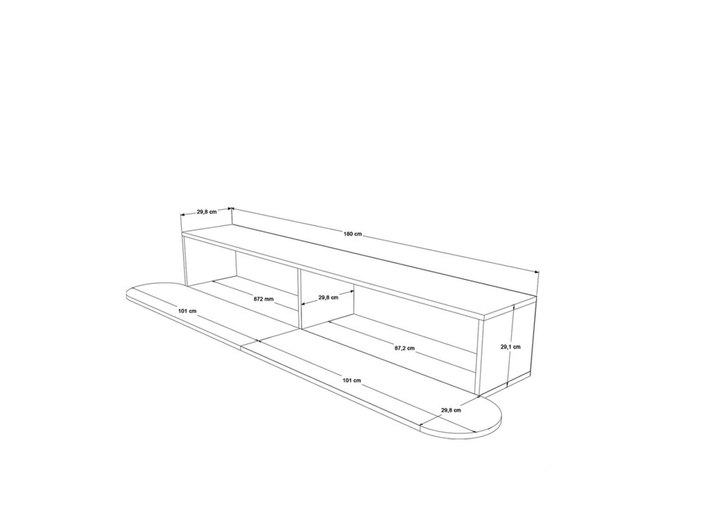 Soporte de TV de madera "LUM1" - 180 x 31 x 29 cm - Crema