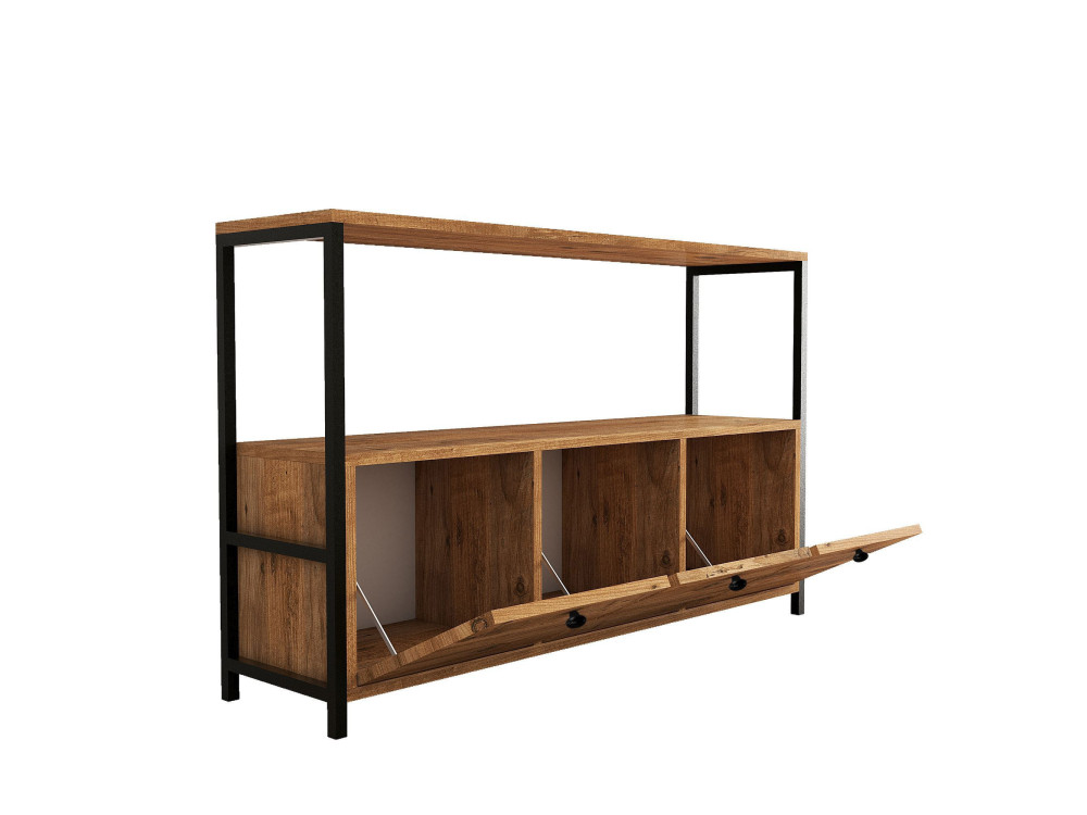 Aparador de madera "Nero" - 120 x 30 x 75 cm - Pino atlántico negro