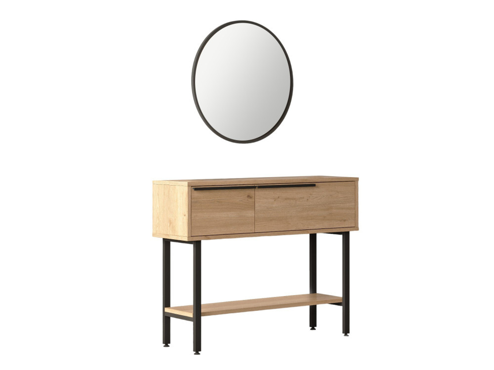 Consola de madera "Calvin" con espejo - 100 x 30 x 76 cm - Marrón