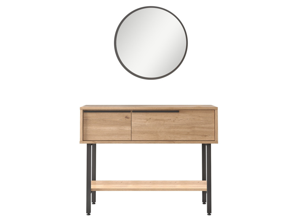 Consola de madera "Calvin" con espejo - 100 x 30 x 76 cm - Marrón