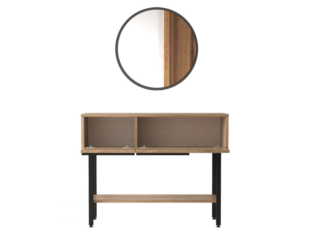 Consola de madera "Calvin" con espejo - 100 x 30 x 76 cm - Marrón