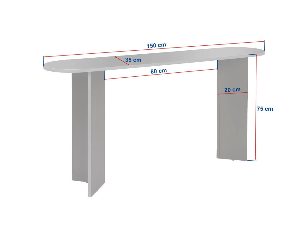 Consola de madera "Sira" - 150 x 35 x 75 cm - Travertino