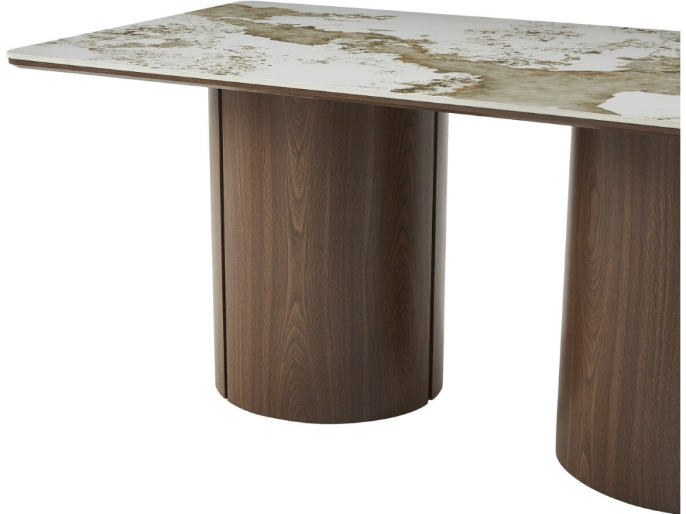 Mesa de comedor rectangular de cerámica Pendora "Milano" - 6 plazas - Marrón