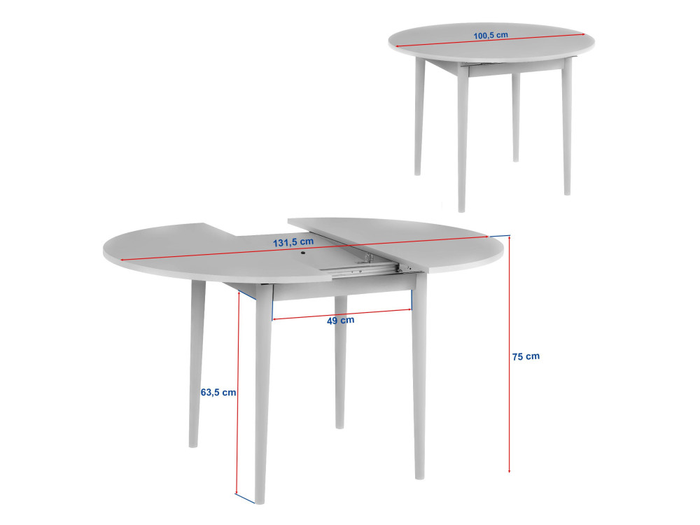 Mesa de comedor de madera extensible "Viona" 100 x 100 x 75 cm - Travertino