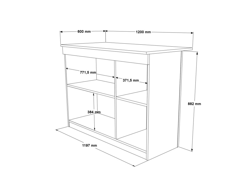 Mesa de cocina de madera "Siven" - 120 x 60 x 88 cm - Marrón
