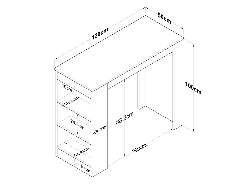 Mesa de comedor de madera "Juan" - 120 x 50 x 100 cm - Marrón