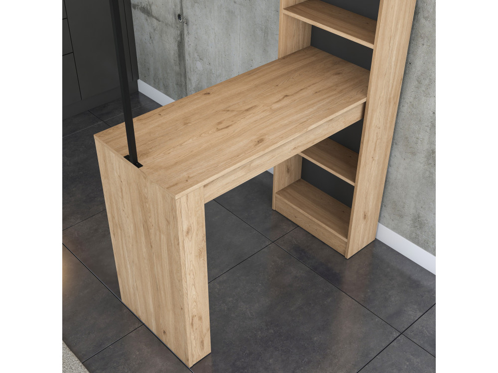Mesa de comedor de madera "Jacob" con estantes - 120 x 56 x 199 cm - Marrón