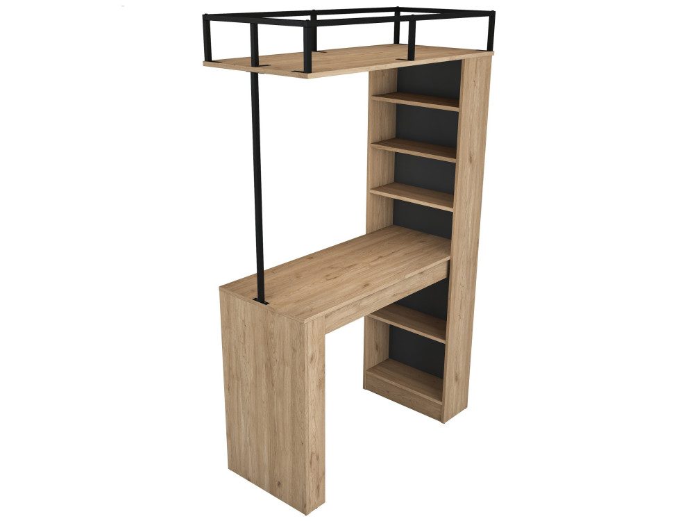 Mesa de comedor de madera "Jacob" con estantes - 120 x 56 x 199 cm - Marrón