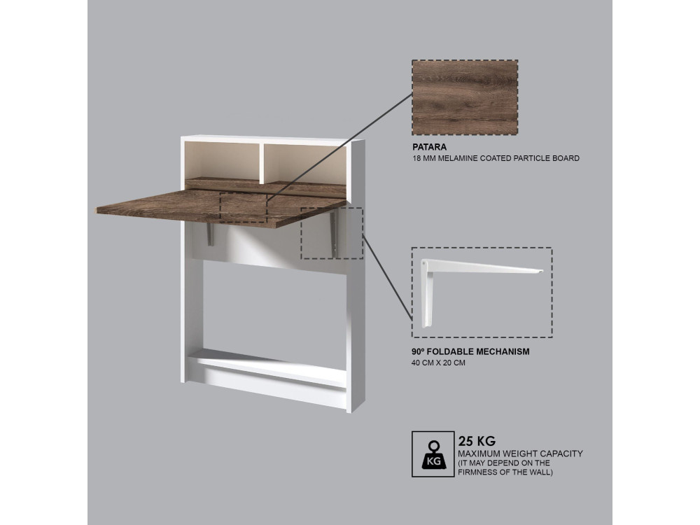 Mesa de comedor plegable de madera "Bracked" - 70 x 15 x 96 cm - Beige