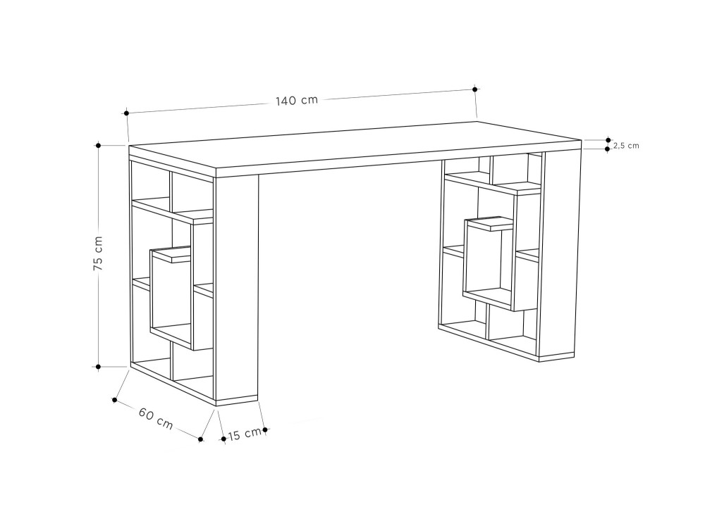 Escritorio de madera "Laberinto" 140 x 60 x 75 cm - Blanco