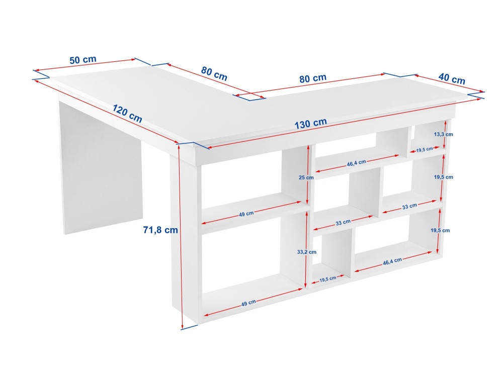 Escritorio de madera "Vesper" 130 x 120 x 72 cm - Blanco natural