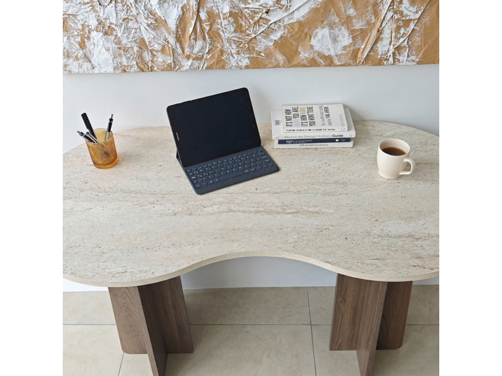 Escritorio de madera "Infini" - 120 x 60 x 75 cm - Travertino