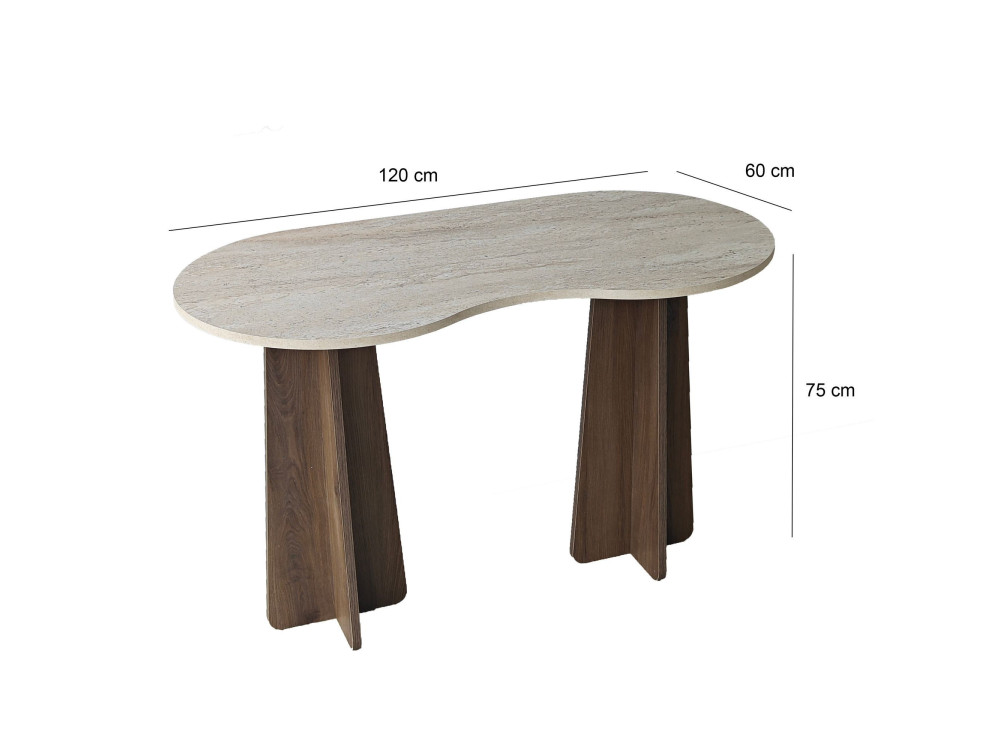 Escritorio de madera "Infini" - 120 x 60 x 75 cm - Travertino