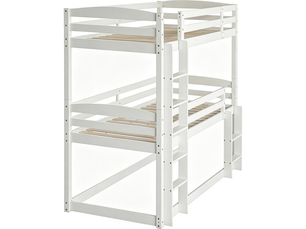 Litera de madera con escalera «Sephora» - 90 x 190 cm - Blanco