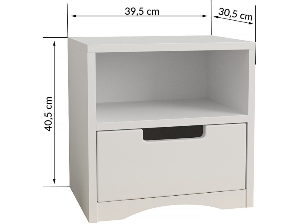 Mesilla de noche infantil "Classic" -40,5 x 39,5 x 30,5 cm- Blanca