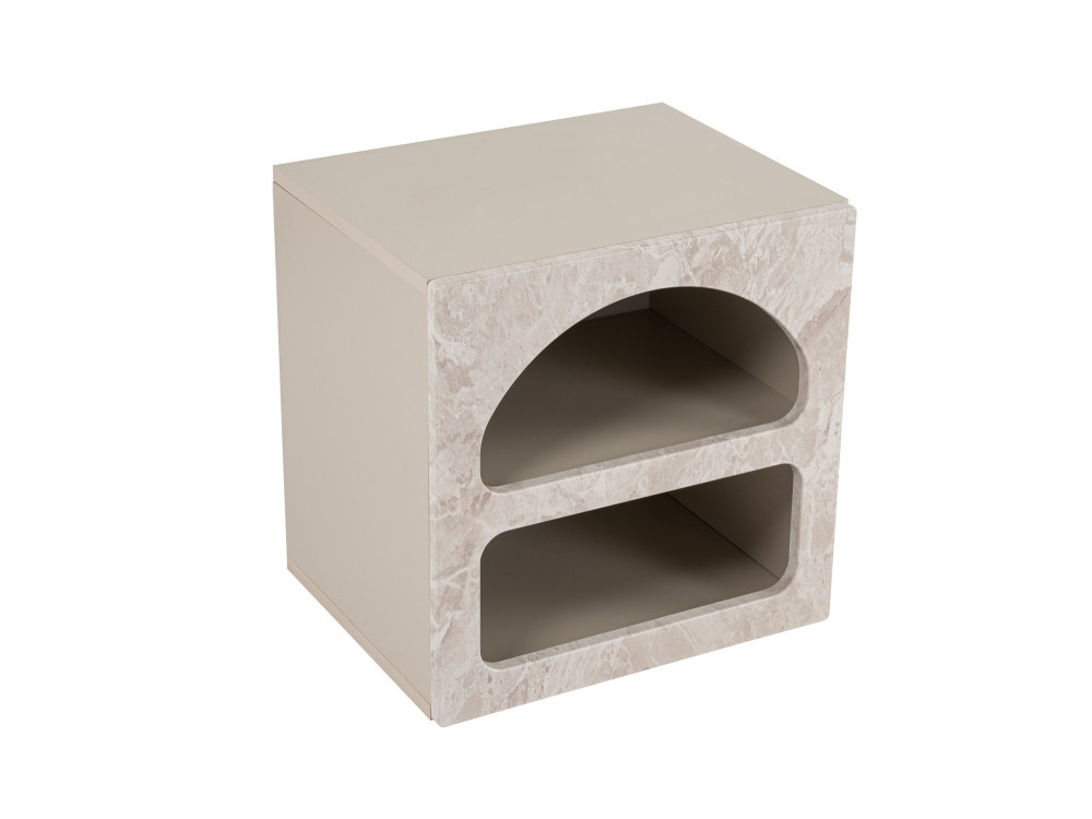 Mesilla de noche de madera "Lorin" 50 x 40 x 50 cm - mármol travertino