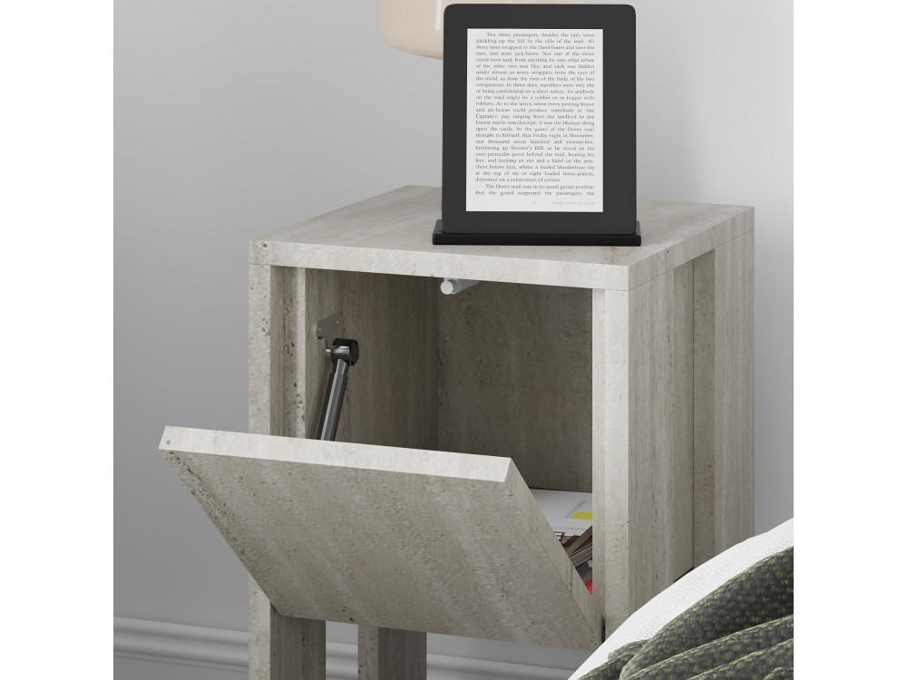 Mesilla de noche de madera "Ema" - 30 x 30 x 55 cm - Travertino