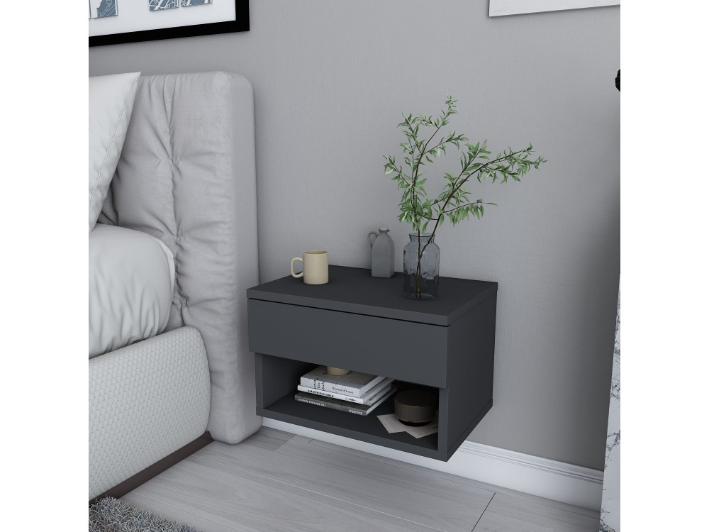 Mesilla de noche de madera "Jamot" - 45 x 29 x 32 cm - Gris antracita