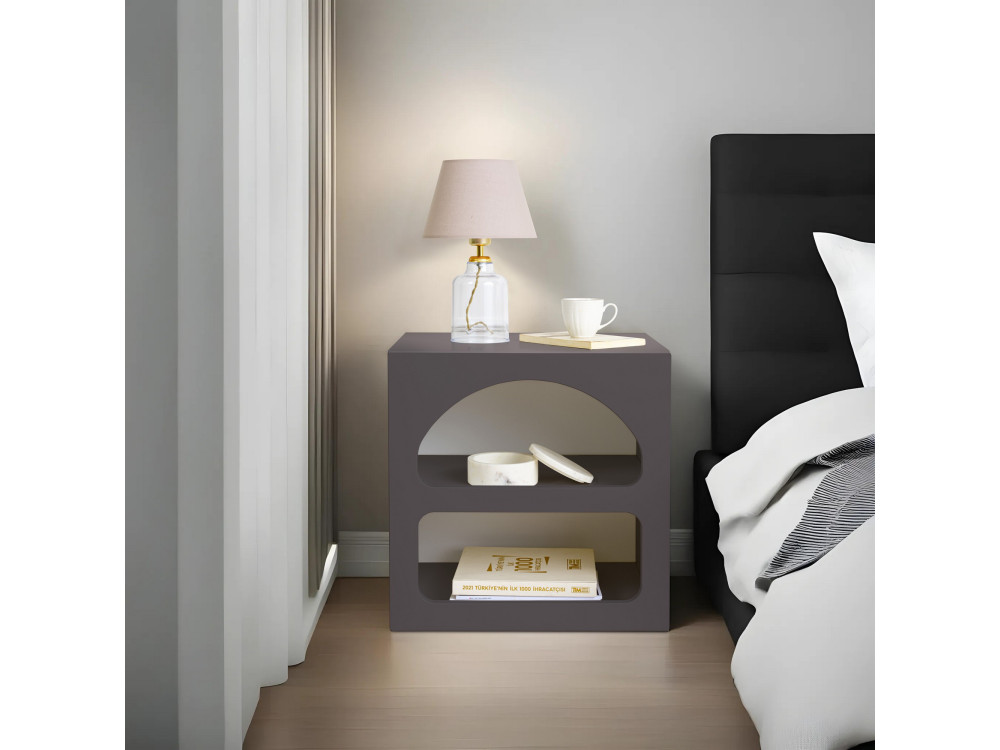 Mesilla de noche de madera "Lorin" - 50 x 40 x 50 cm - Gris antracita