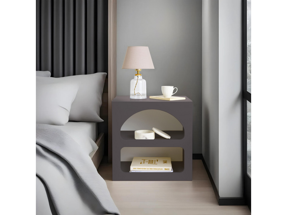 Mesilla de noche de madera "Lorin" - 50 x 40 x 50 cm - Gris antracita