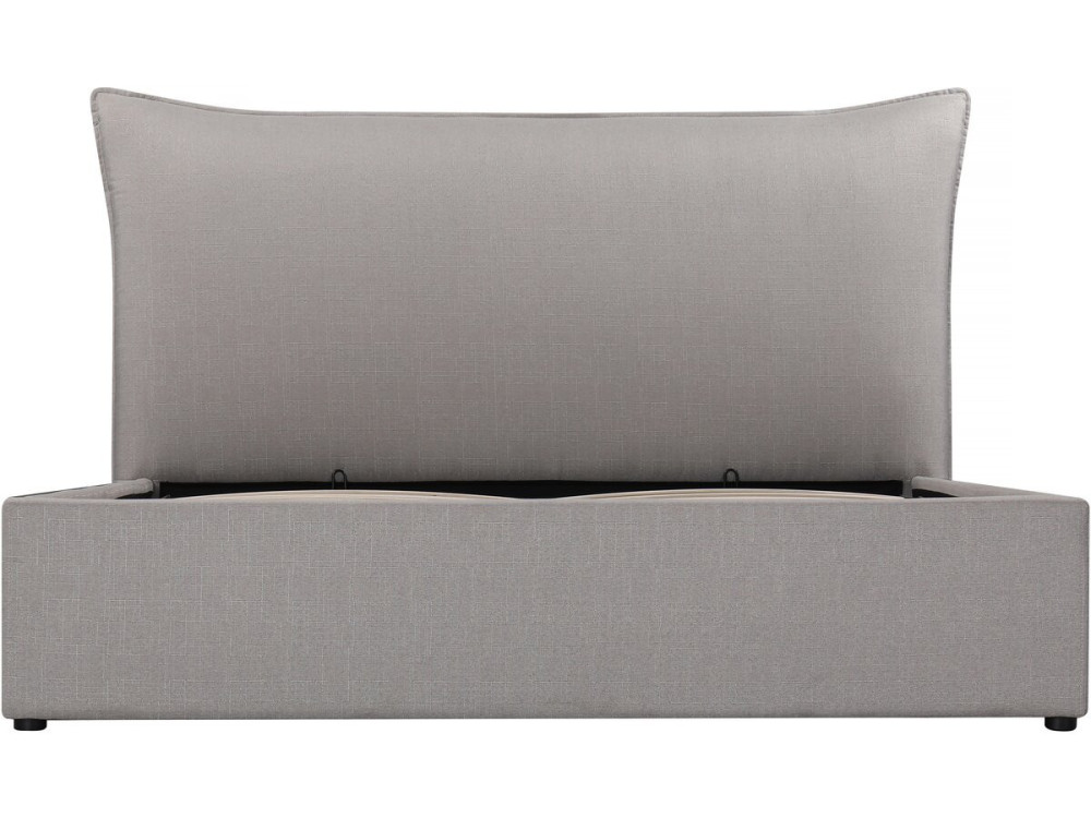 Cama doble con almacenaje "Megeve" 160 x 200 cm - Gris