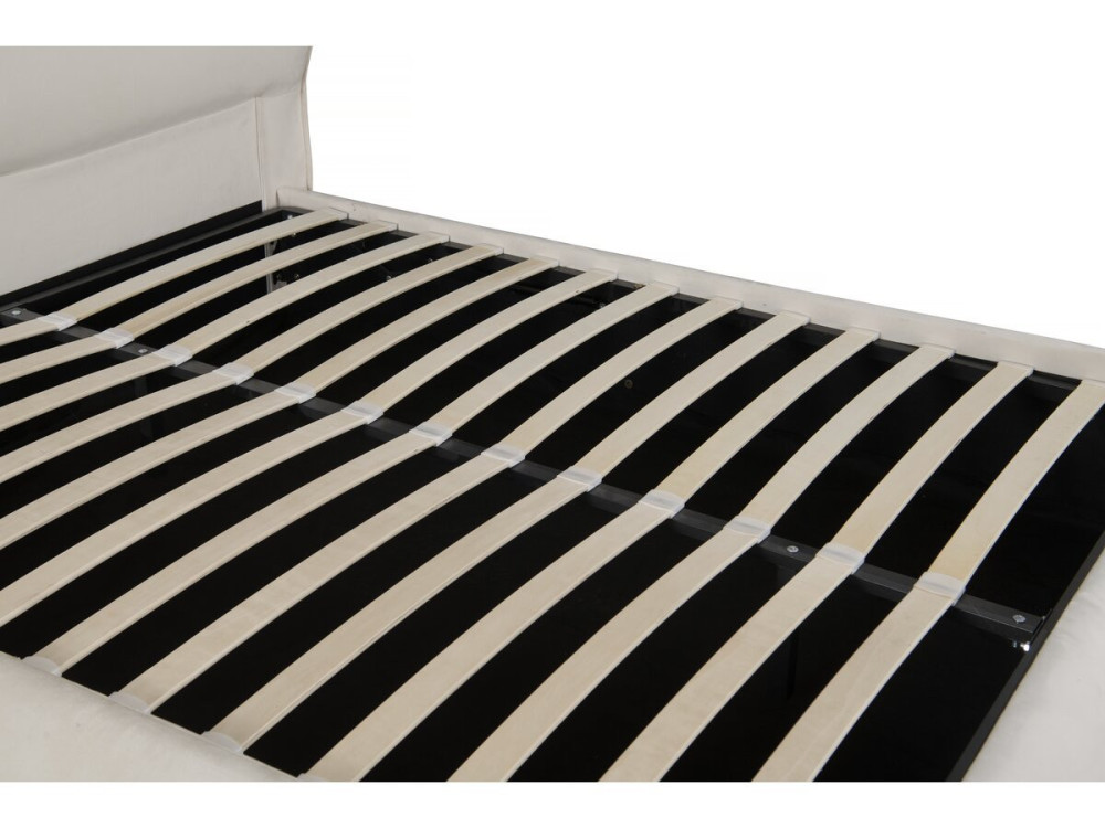 Cama doble con almacenaje en terciopelo "Chamonix" - 160 x 200 cm - Beige