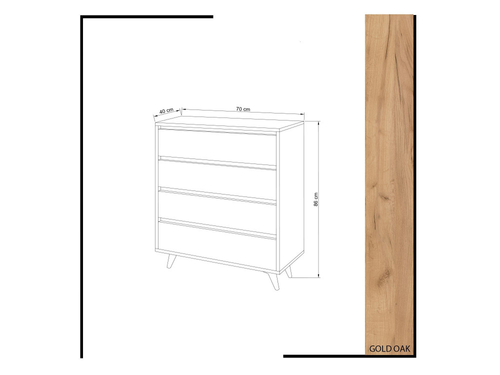 Cómoda de madera "Suvera" - 70 x 40 x 86 cm - Beige