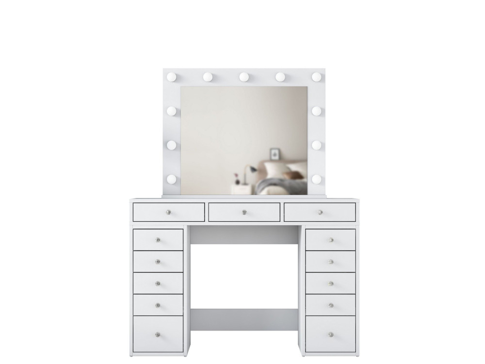 Tocador "Sirma" con espejo de madera - 120 x 44 x 82 cm - Blanco