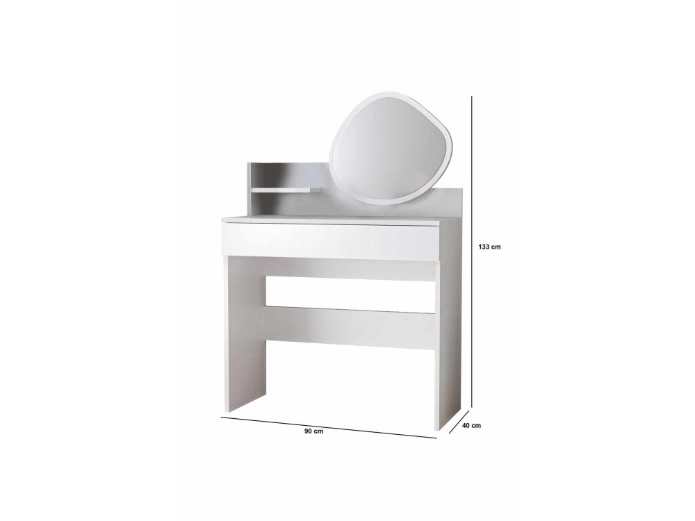 Tocador "Harmony Mini Amorphous" con espejo de madera - 90 x 40 x 133 cm - Blanco