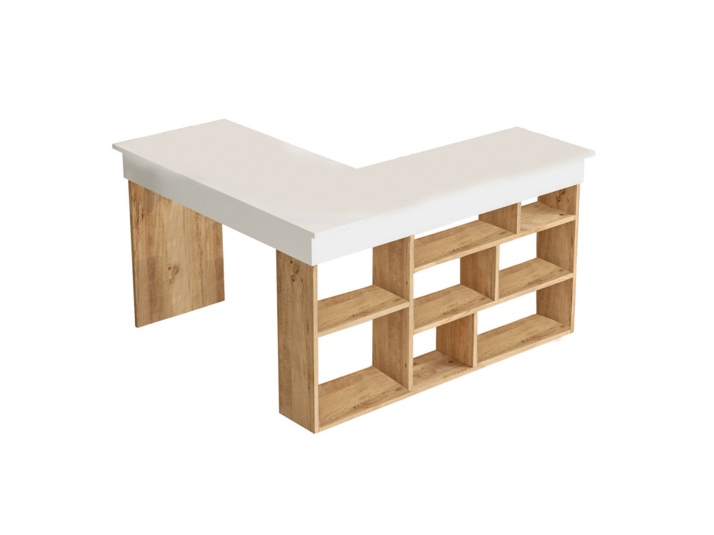 Escritorio de madera "CT5" - 129 x 120 x 72 cm - Pino Atlántico Blanco