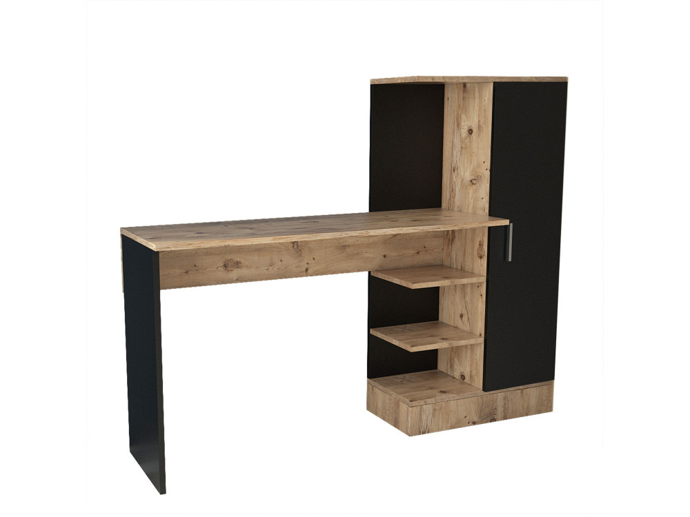 Escritorio de madera "CT2" - 152 x 40 x 120 cm - Pino Atlántico Negro