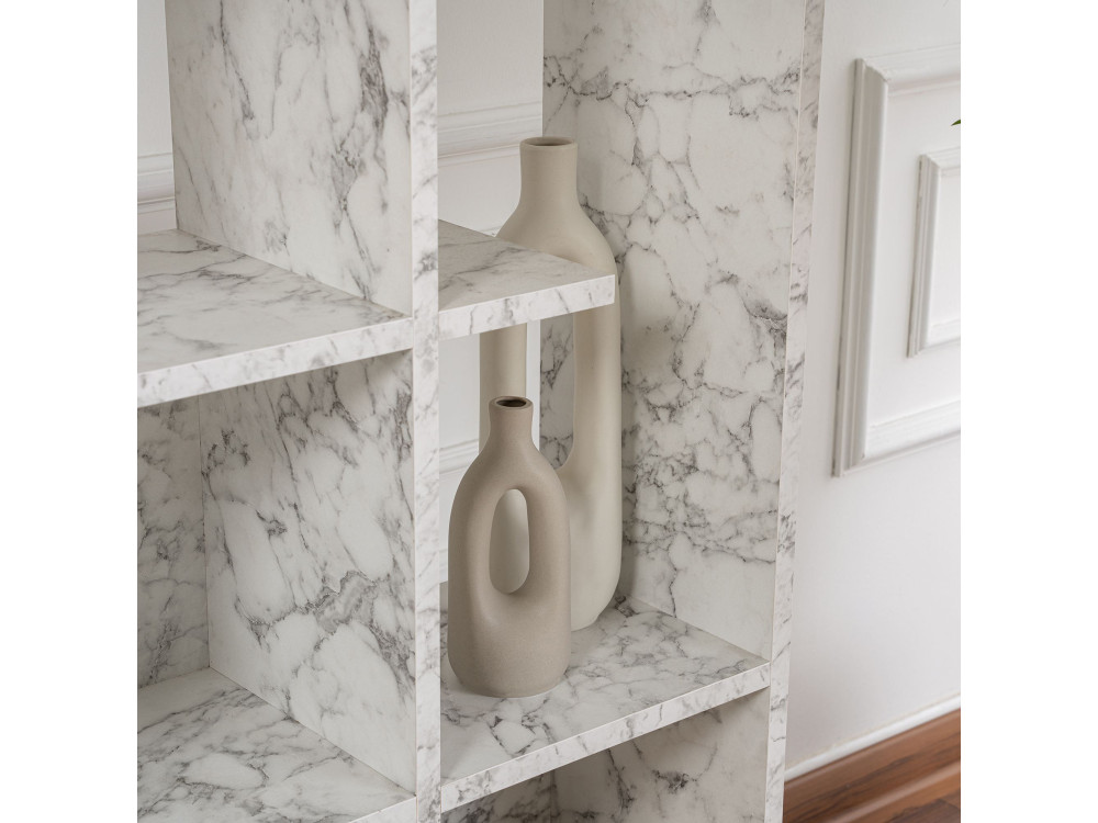 Librería de madera "Manco" - 122 x 25 x 188 cm - Blanco jaspeado