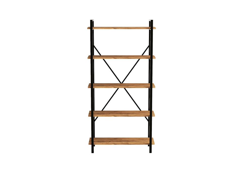 Librería de madera "Nero" - 90 x 33 x 180 cm - Pino AtlánticoNegro