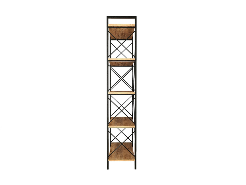Librería de madera "Nero" - 90 x 33 x 180 cm - Pino AtlánticoNegro