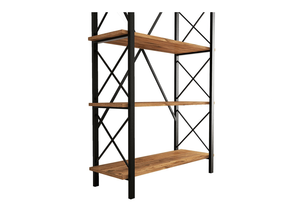 Librería de madera "Nero" - 90 x 33 x 180 cm - Pino AtlánticoNegro