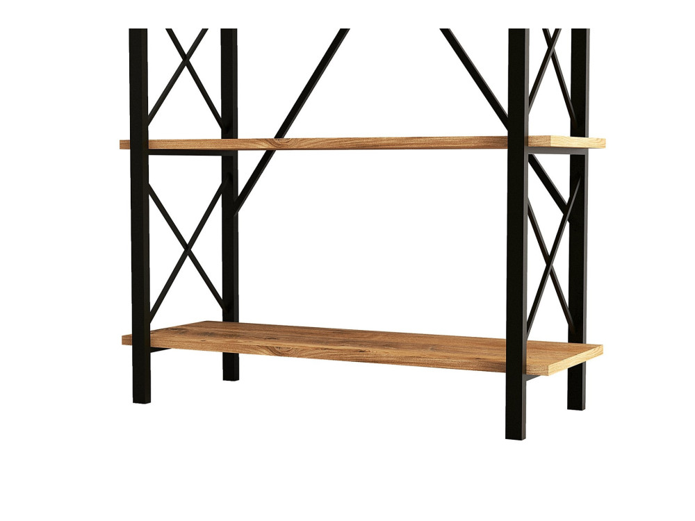 Librería de madera "Nero" - 90 x 33 x 180 cm - Pino AtlánticoNegro