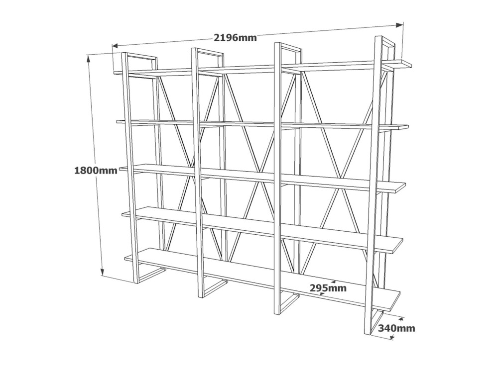 Librería de madera "ML4" - 219 x 34 x 180 cm - pino atlántico