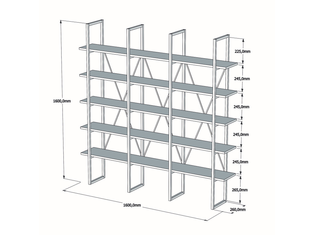 Librería de madera "Beylerbeyi" - 160 x 26 x 160 cm - NogalNegro