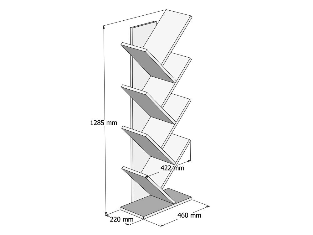 Librería de madera "Hitit" - 46 x 22 x 128 cm - Blanco