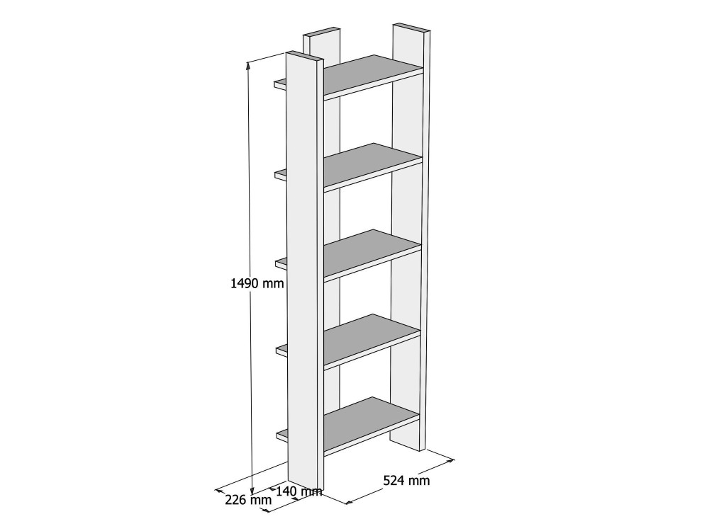 Librería de madera "Virba" - 52 x 22 x 149 cm - Nogal