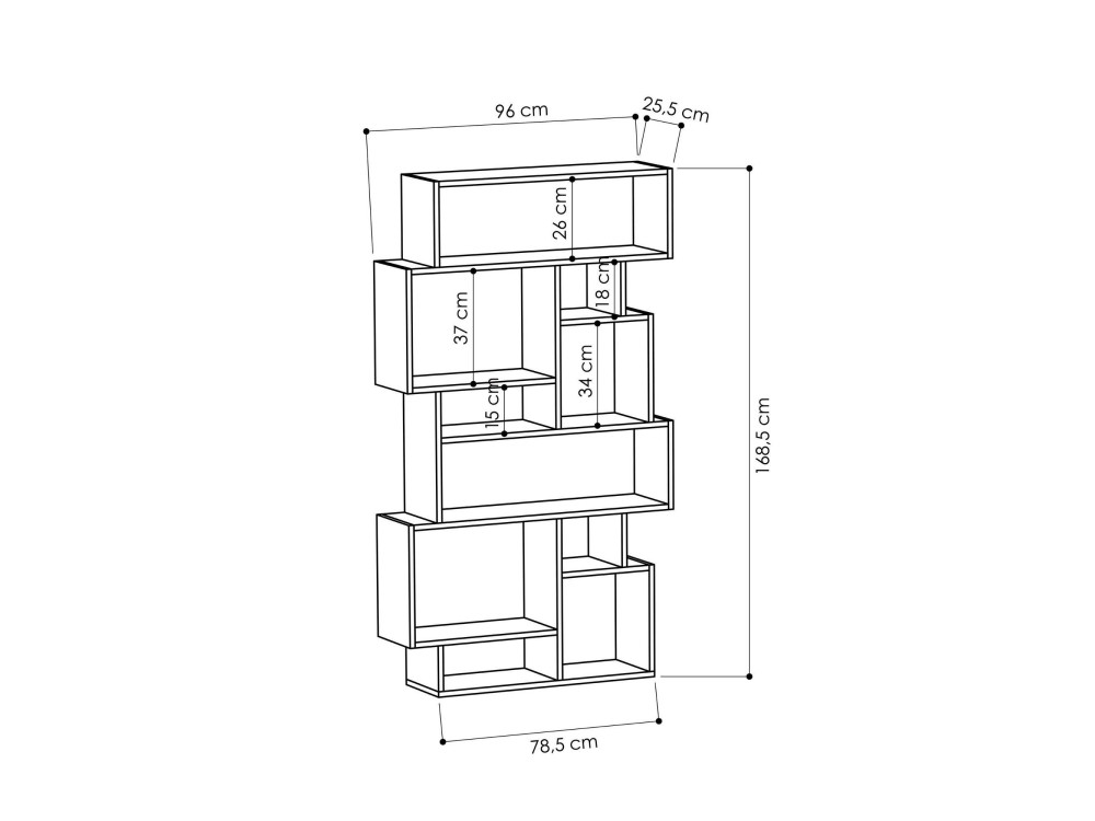 Librería de madera "Karmato" - 96 x 25 x 168 cm - roble Sonoma